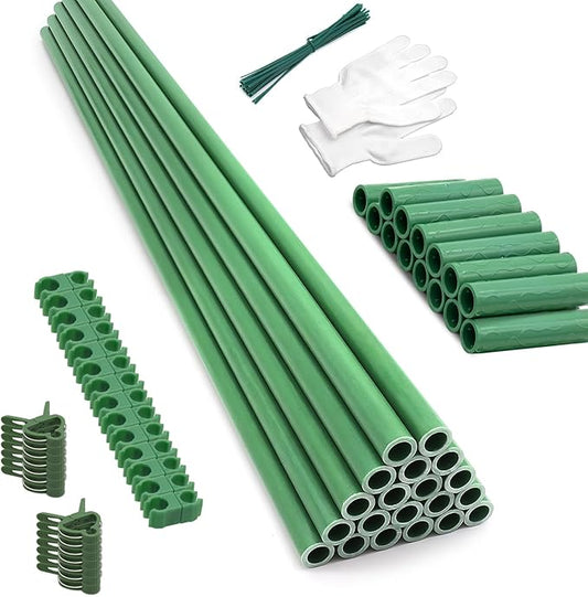 Garden Stakes 17Inch 20Pack, DIY Tall Plant Support Stakes of 4Ft,5Ft,6Ft,7Ft, HAINANSTRY Fiberglass Plant Stake for Indoor & Outdoor Plants, Tomato Vegetable Stakes for Garden