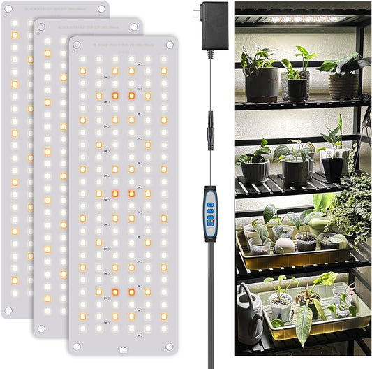 Garpsen Grow Lights, 414 LEDs Grow Lights for Seed Starting with UL Adapter, 3 Color Modes & Auto Timer 6/12/16H, Large Area Illumination Grow Lamp Panel for Indoor Plants, Veg and Bloom(3Panels)