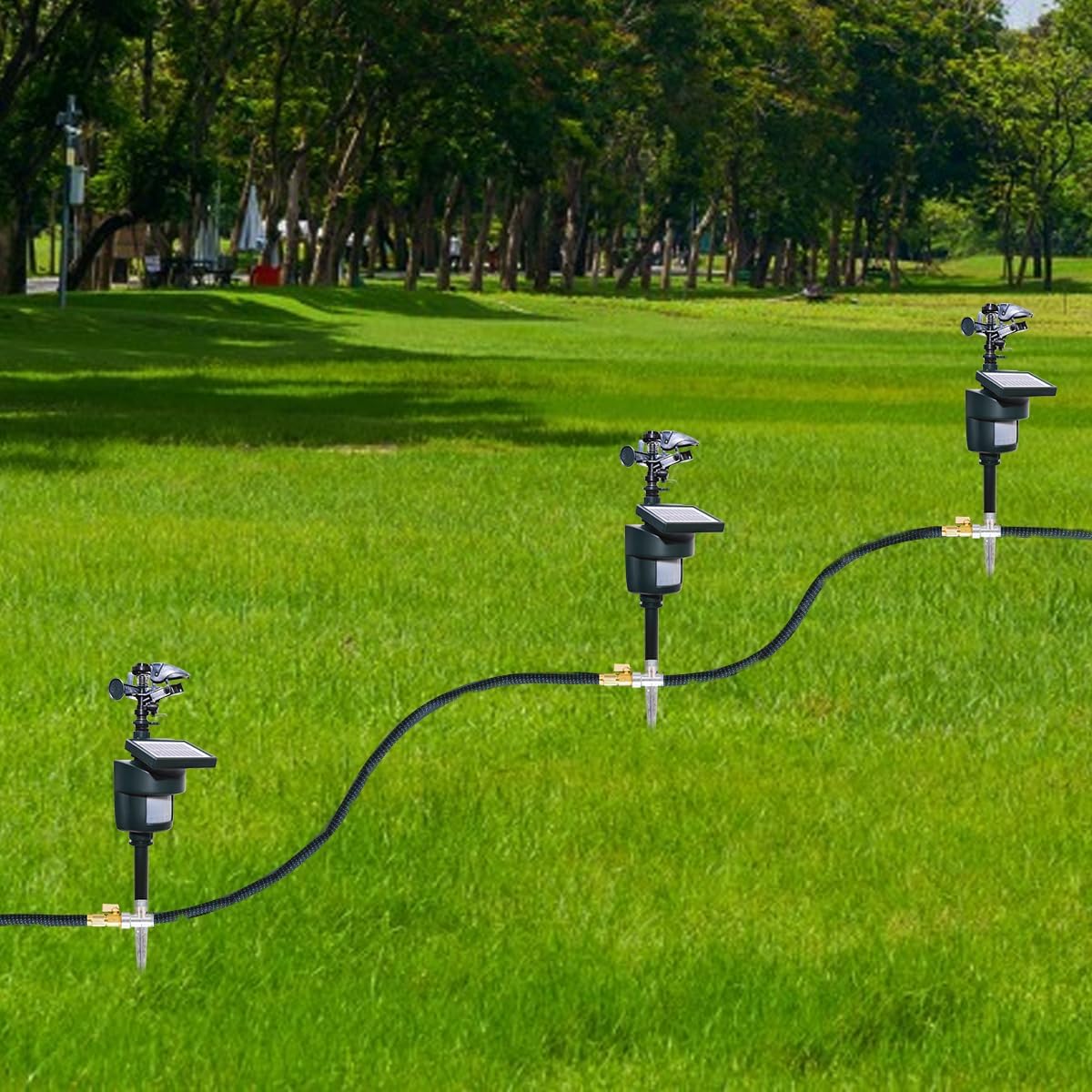 Solar Motion Activated Sprinkler to Deter Animal Cat, Birds, Dogs Repellent Outdoor Lawn Motion Sensor Water Sprinkler for Garden 2 Pack