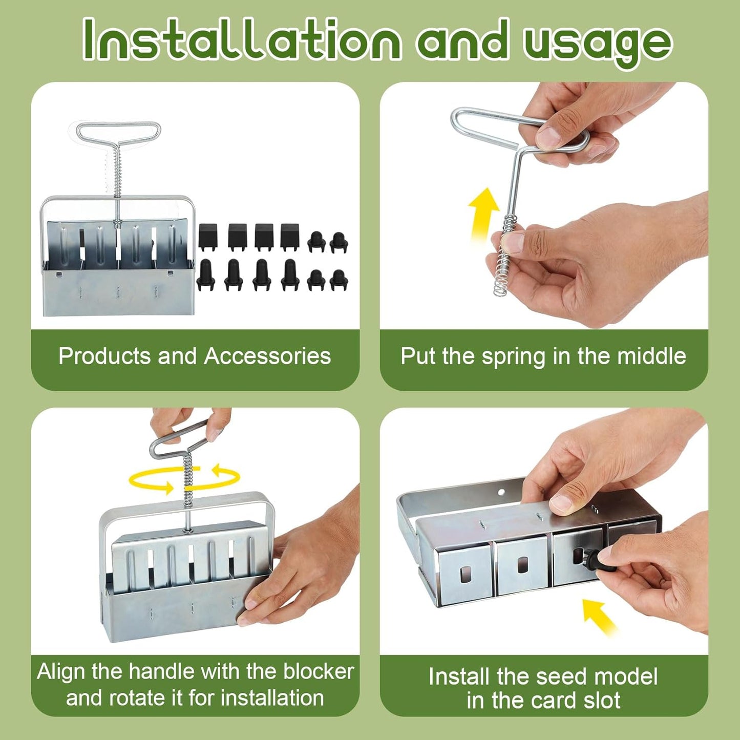Soil Block Maker 6-Piece Set, Includes 2-Inch 4-Cell And 3/4-Inch 20-Cell Soil Block Makers, 3 Types Of Seed Pins, Growth Tweezers, Handheld Tools For Seed Starting In Greenhouse, Garden, And Farm Use