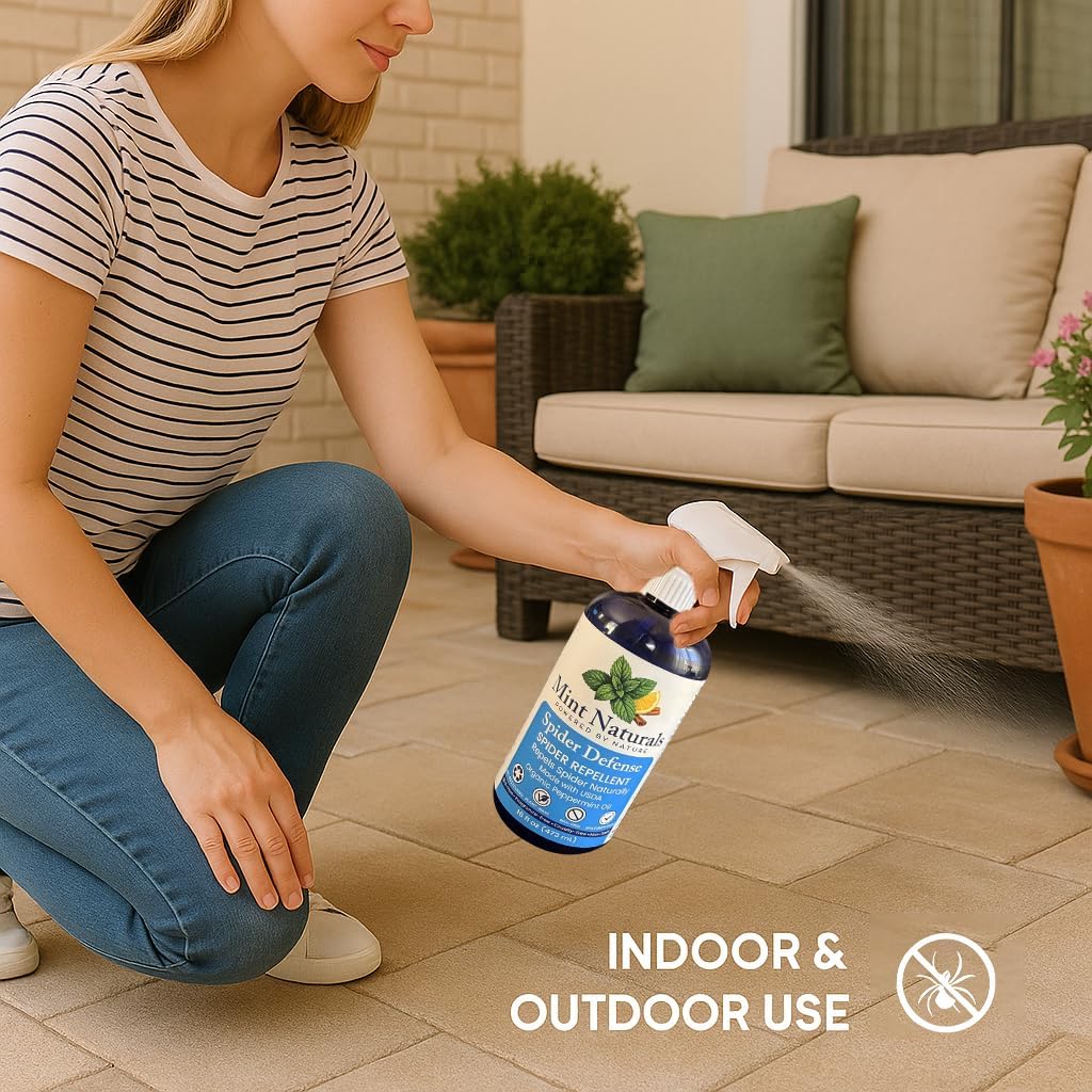 Spider Defense – Natural Spider Repellent Indoor & Outdoor, Peppermint Oil Spray for Home, Cabins, Garages, RVs & Commercial Use – Eco-Friendly Pest Control, 16oz Made in USA