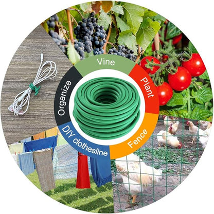 Soft Plant Ties, Garden Ties TPR Flexible Durable Heavy Duty Twist Wire for Twine Tomato Branches Vines and Tying Up Cable Wires (Green) (50ft, 0.2in)