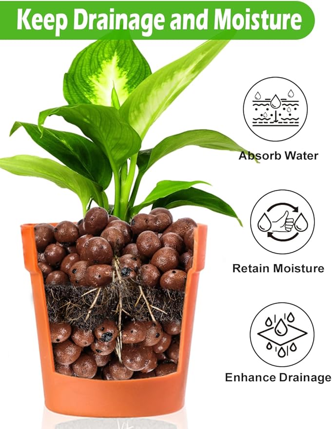 TOYPOPOR Leca Clay Pebbles for Plants, (6 Quarts) Leca Balls, Lightweight Clay Ball, Potting Mix, Grow Media Used for Drainage, Decoration, Aquaponics, Hydroponics and Other Gardening Essentials