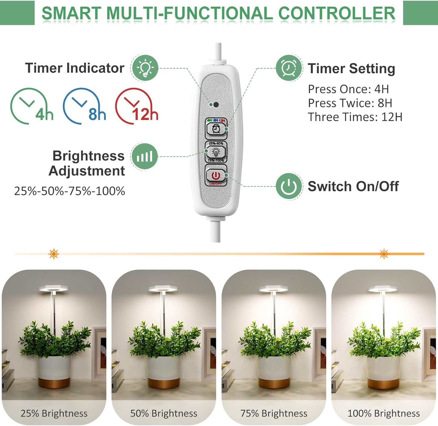 FOXGARDEN Grow Light, Full Spectrum LED Plant Light for Indoor Plants, Growing Lamp with Auto On/Off Timer 4/8/12H, 4 Dimmable Brightness, Height Adjustable, Ideal for Small Plants, 3 Packs