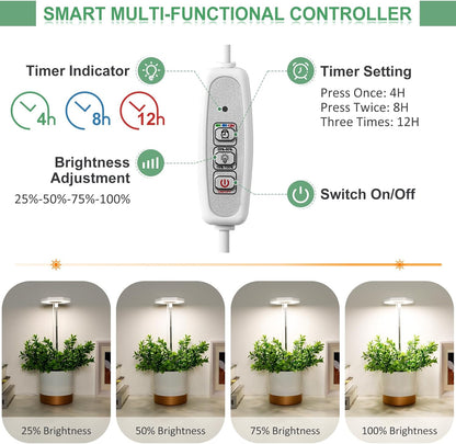 FOXGARDEN Grow Light, Full Spectrum LED Plant Light for Indoor Plants, Growing Lamp with Auto On/Off Timer 4/8/12H, 4 Dimmable Brightness, Height Adjustable, Ideal for Small Plants, 3 Packs