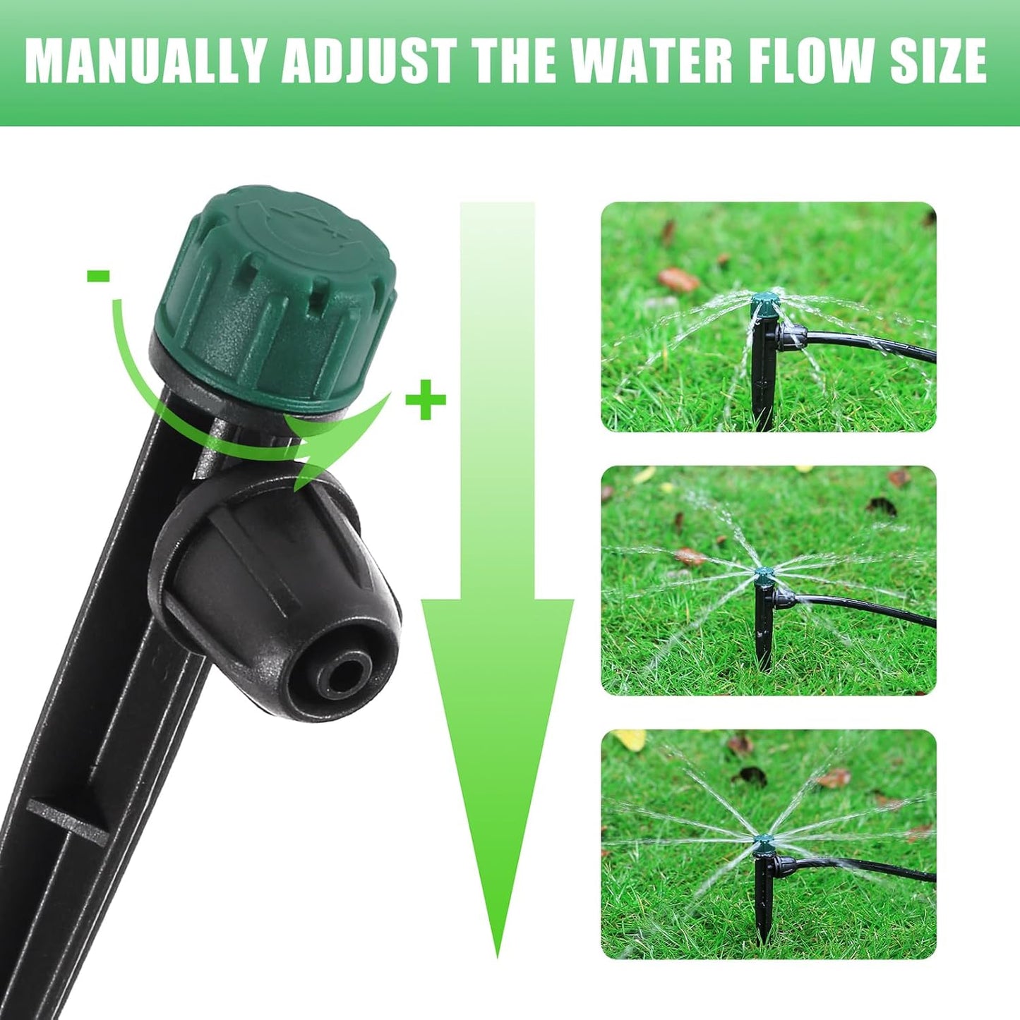 80pc Drip Irrigation Emitters for 1/4" Drip Tubing, Adjustable 360 Degree Automatic Drippers on 5.5" Arrow Stake for Garden Watering System