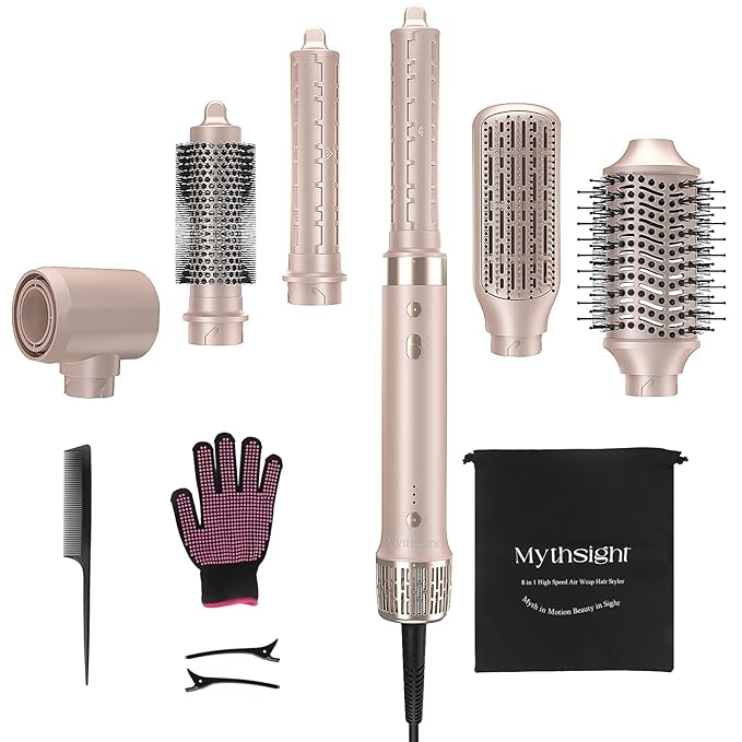 StyleVibe 6-in-1 Air Styler, Hair Dryer & Blow Dryer Brush with Auto Wrap Curl L/R, Fast Drying, Smooth Blowouts, Root-Lift Volume, No Heat Damage Frizz-Free Thermal Brush with Travel Bag