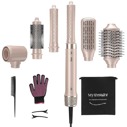 StyleVibe 6-in-1 Air Styler, Hair Dryer & Blow Dryer Brush with Auto Wrap Curl L/R, Fast Drying, Smooth Blowouts, Root-Lift Volume, No Heat Damage Frizz-Free Thermal Brush with Travel Bag