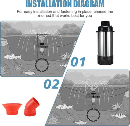 Goldlife Pond Fountain Aerator, F2-2 1HP 750W 110V Stainless Steel Floating Fountain With 100 Feet Power Cord, Aerating Fountain Pond Cascade Pump for Small Large Ponds Lake Jet System