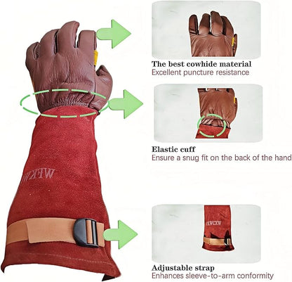 Gardening Gloves for Women/Men,Rose Pruning Long Leather Garden Gloves Thorn Proof