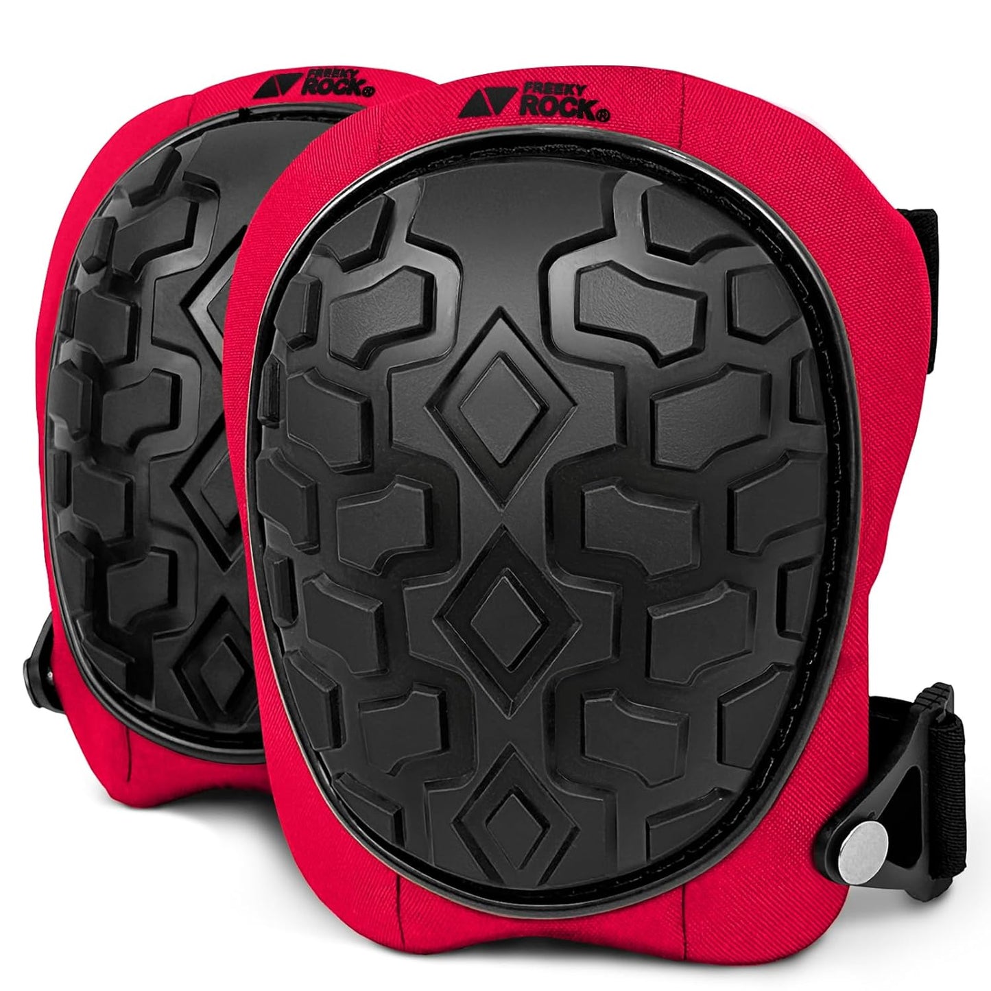 Professional Knee Pads for Work Construction with Heavy Duty Cap Foam Padding Gel Cushion Knee Pads for Men, Comfortable Adjustable Strong Strap, Military Grade Rivet for Flooring Gardening, Red