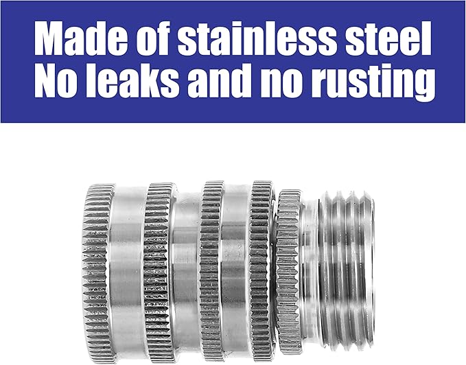 M MINGLE Garden Hose Quick Connect Fittings, 3/4 Inch GHT Stainless Steel, Quick Connector Set, 2-Pack