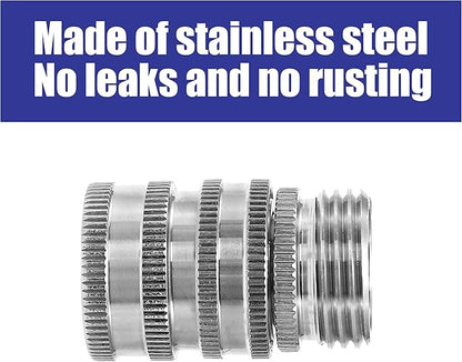 M MINGLE Garden Hose Quick Connect Fittings, 3/4 Inch GHT Stainless Steel, Quick Connector Set, 2-Pack