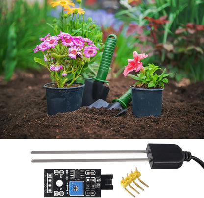 Soil Moisture Sensor, Icstation Humidity Detector, with Corrosion Resistant Probe, Digital Analog Signal Output for Arduino Raspberry Pi Garden Automatic Watering System (4Sets)