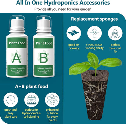 Yoocaa Seed Pods Kit for Hydroponics Growing System, 24pcs Grow Sponges with A&B Solid Nutrient Plant Foods, Seed Starter Pods Replacement Root Growth Sponges Compatible with Idoo,QYO, LYKO (Square)