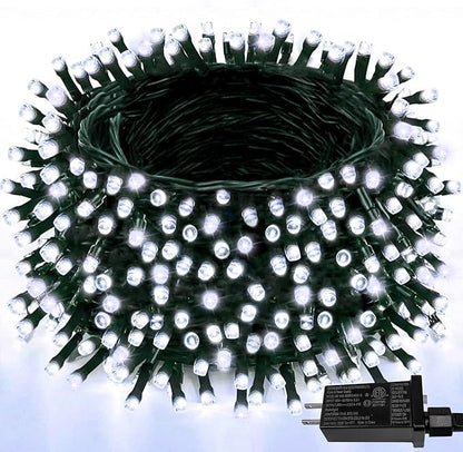 Upgraded 165FT 500 LED Christmas Outdoor Decoration Lights & Indoor, Memory Function & Timer & 8 Modes, Green Wire Waterproof String Lights for Christmas Tree Holiday Party Garden Decor (Cool White)
