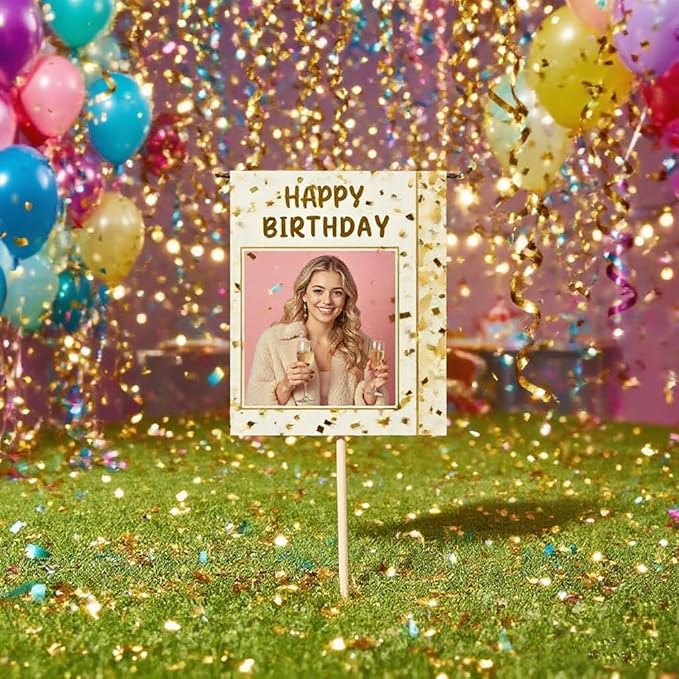 Custom Birthday Garden Flag for Outdoor Personalized Birthday Yard Flags Decor Customized Flag Add Your Own Picture/Text House Lawn Banner Double Sided Home Wall Decoration 12.5x18 28x40