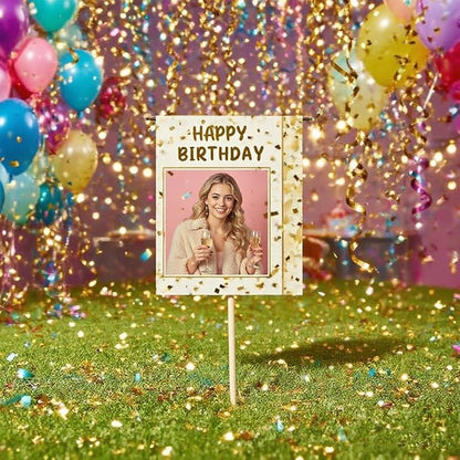 Custom Birthday Garden Flag for Outdoor Personalized Birthday Yard Flags Decor Customized Flag Add Your Own Picture/Text House Lawn Banner Double Sided Home Wall Decoration 12.5x18 28x40