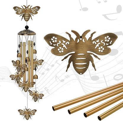 Outdoor Bee Wind Chimes Decor, Portable Wind Chime, Mobile Wind Catcher, Memorial Wind Bells with 7 Bees for Home, Yard, Patio, Trees, Garden Decoration, Valentines Gift, Festival Gift for Mom