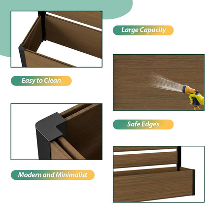 Vertical Screen Planter Bed - Raised Garden Box with Trellis for Climbing Plants, Durable Privacy Fence Planter for Outdoor, Patio, Deck Aluminum Frame, Brown