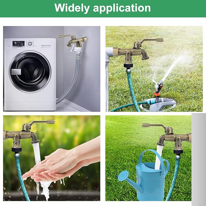 Bronze 2 in 1 Double Outdoor Faucet, Brass Material, Wall Mount, 3/4 inch NPT Female Inlet & Outlet, Frost-Proof, for Garden, Industry and Household Use