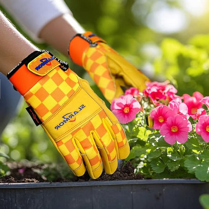 Leather-Gardening-Gloves for Women,Thorn-Proof Work-Gloves for Weeding,Digging,Planting,Pruning Yard garden Gloves