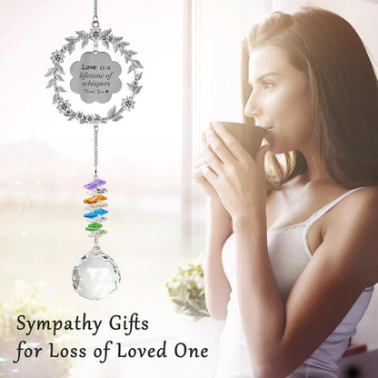 Memorial Gifts for Loss of Loved One,Clear Crystal Ball Grief Suncatcher,Rainbow Sympathy Bereavement Gifts,Idea for Loss of Mom Dad Baby Brother Friend Pet