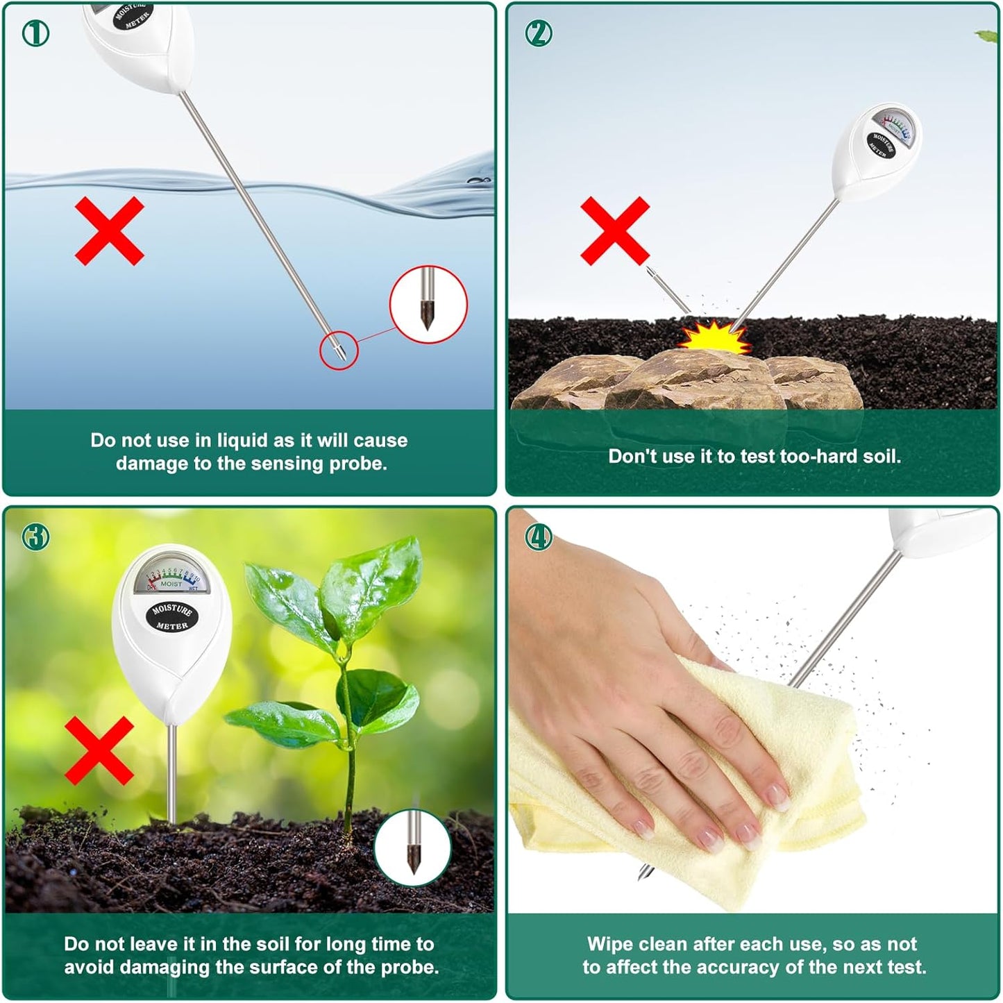 SZHLUX Soil Moisture Meter, Plant Water Monitor, Soil Hygrometer Sensor for Plant Care, Great for Gardening, Lawn, Farm, Indoor & Outdoor (Plant Gifts for Gardeners) 10.23inch, White