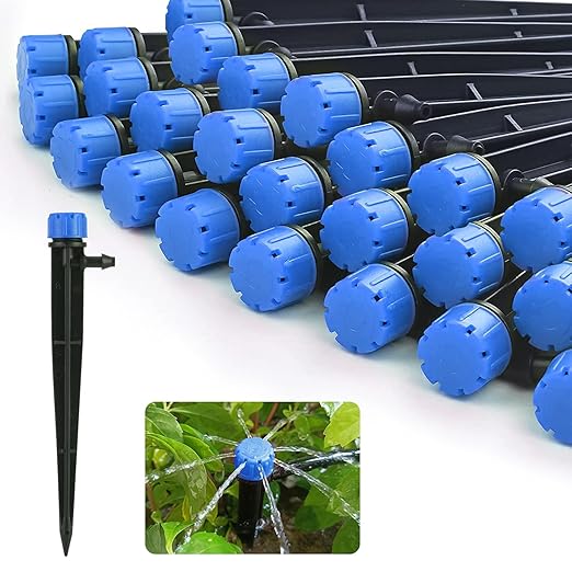 Irrigation Drip Emitters,50 Pcs Drip Emitters for 1/4" Drip Irrigation Tubing Adjustable Water Flow Drip Irrigation Emitters Drip Nozzles for Plants Garden Watering Raised Bed Potted Flower Vegetable