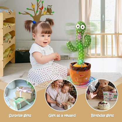MIAODAM Dancing Cactus Baby Toy, Volume Adjustable Singing Cactus Talking Cactus Toy for Boys Girls Gifts Recording Repeating What You Say, Glowing Dancing Cactus Toy Baby Toys