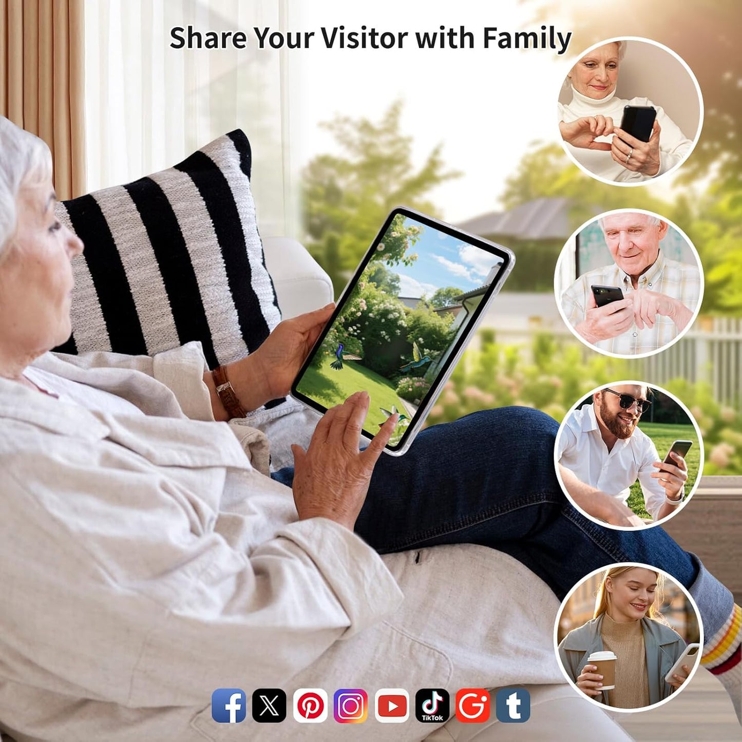 Smart Bird Feeder with Camera, Birds AI Identify, Motion Detection with Real-Time Notice, WiFi FHD Bird Camera, Auto Capture, Solar Powered Outdoor Charging Bird House, IP65 Waterproof,Yellow