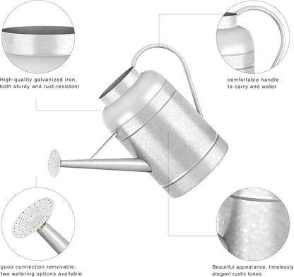 2.3 Gallon Metal Watering Can, Galvanized Watering Can for Outdoor Indoor Plants, Large Water Can for Plants and Garden Flower