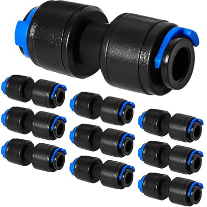 10 Pack 1/4" Drip Universal Straights Fitting Connectors, Quick Connect Universal Drip Irrigation Tubing Coupling Valve, Connector Locking Fitting for Sprinkler or Drip Irrigation System