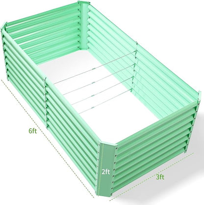 Land Guard 6×3×2ft Galvanized Raised Garden Bed, Planter Boxes Outdoor, Raised Garden Beds Outdoor for Vegetables, Flowers, Herbs, 269 Gallons, Lime Green…