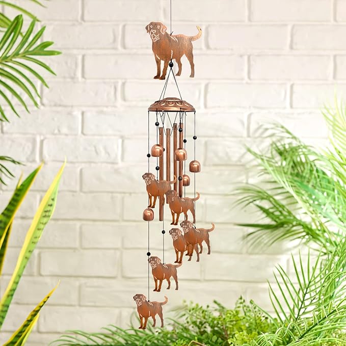 Labrador Wind Chimes for Outside, Metal Windchimes Outdoors Birthday Gifts for Women Memorial Sympathy Wind Chimes for Patio Garden Yard