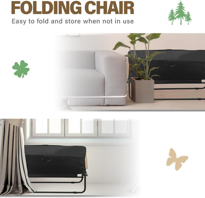 Loveseat Camping Chair with Detachable Cushion, Folding Double Camping Chair with Armrests for Outdoor Fishing Travel Lawn Patio (Black)