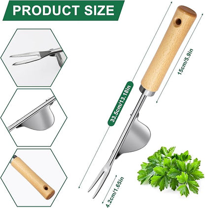 Weed Remover Tool 2-Piece with Wood Handle, Weeding Garden Tools for Gardening with Serrated Edge, Weed Puller for Removing Moss and Weeds, Weeding Tools for Dandelion