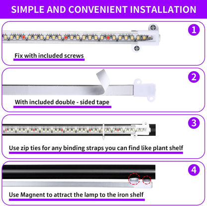 LED Grow Light Strips for Indoor Plants, 16‘’ Full Spectrum 240 LEDs with 4 Install Methods, 6/12/16H Timer, 10 Dimmable Levels, 3 Switch Modes for Seedling Succulent Sunlike Strip (2 Head 2 Pack)