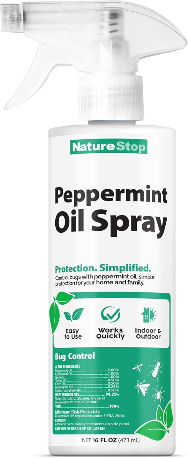 Peppermint Oil Insect Repellent Spray, Bug Deterrent for Indoor & Outdoor Use, 16 oz (475mL)