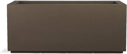 PolyStone Milan Tall Modern Outdoor/Indoor Rectangular Trough Planter, 17" L X 46" W X 19" H, Lightweight, Heavy Duty, Weather Resistant, Polymer Finish, Commercial and Residential (Chocolate Brown)