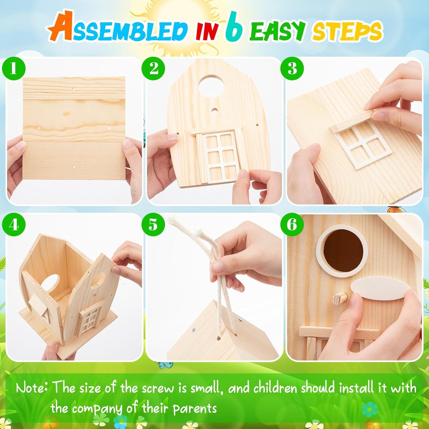 Liliful 2 Pack DIY Unfinished Wooden Birdhouse Craft Wooden Painting Kit with Paint and Paintbrushes for Boy or Girl Classroom Activity and Christmas Kids Craft Gifts(Rural Style)