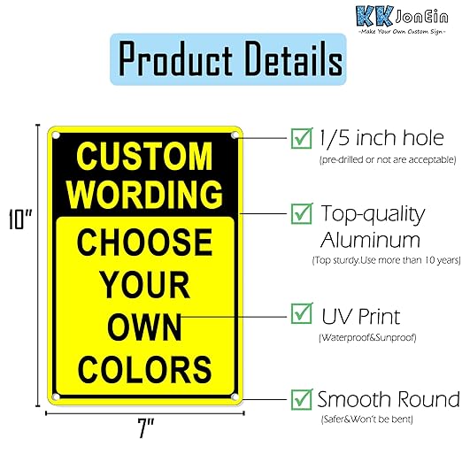 Custom Sign Outdoor 10x7 Inches Vertical, Metal Gate Sign Personalized for Outside, Customized for Home, Office, Garage, Porch, Delivery Signage, .040 Aluminum, Rust Free, Waterproof(Color-Header)