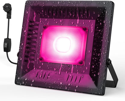 Waterproof Plant Light, 150W Outdoor Grow Lights, Full Spectrum LED Grow Light, Height Adjustable, Silent, Heat Dissipation, for Indoor Outdoor Plant Seedling Growing Blooming Fruiting