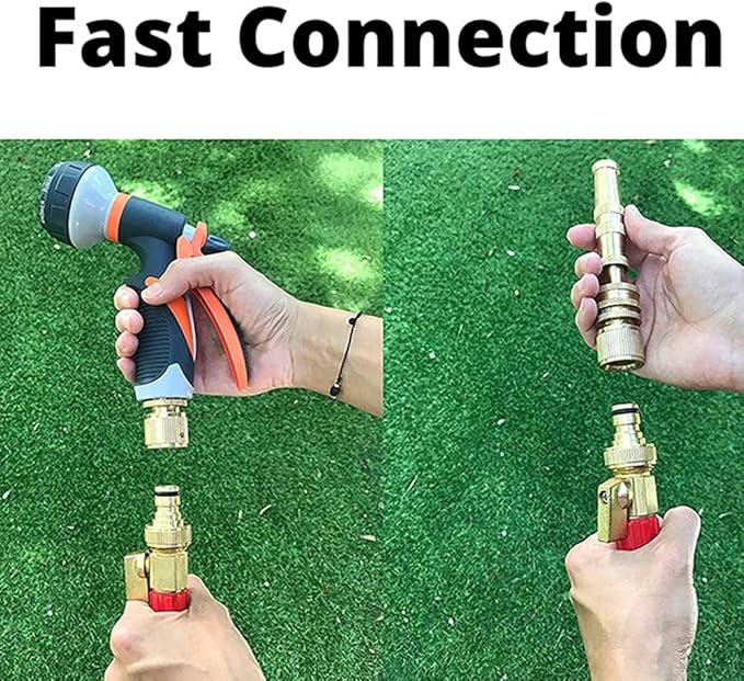 Joywayus 4Pcs 3/4" GHT Female Brass Garden Water Hose Pipe Faucet Nozzle Quick Connect Adapter