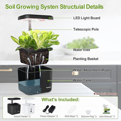 2 PACK Plant Pots Indoor Garden Planter Growing Systems Small Smart Soil Gardening System with 17 Watts LED Grow Light Auto Timer Self-Watering Soil Planter Pot Gifts for Mom Women (No Seeds&Soil)