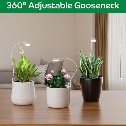 LED Grow Light for Indoor Plants, Full Spectrum Clip On Plant Growing Lamp, Plant Lamp with Adjustable Gooseneck and 10 Level Brightness Dimmable 3/9/12 hrs Auto On/Off Timer (2 Packs)
