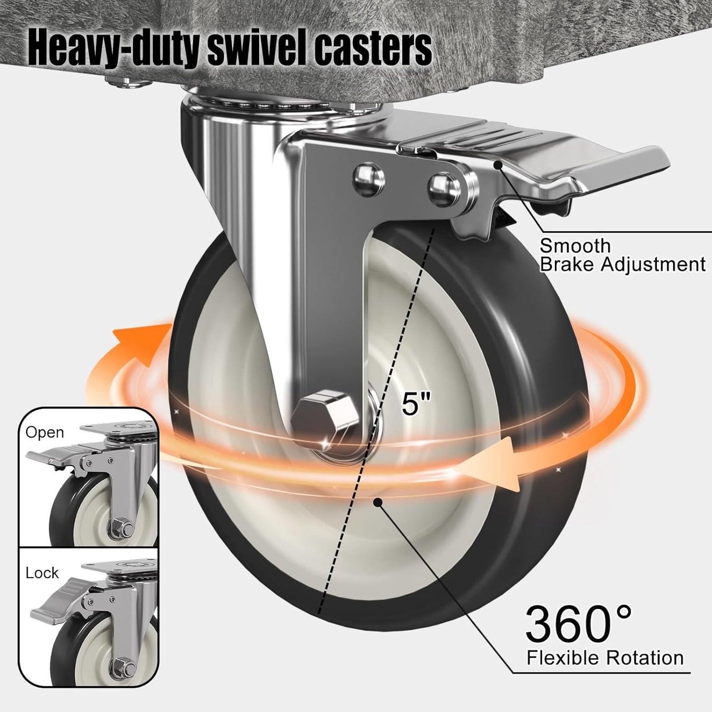 Large Garage Flat Top Utility Cart, Heavy Duty 2 Shelf Tool Cart Service Cart Rolling Push Carts with Ergonomic Handle 5" Swivel Casters.