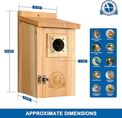 Bird Houses for Outside Clearance with Copper Guard, Cedar Bird House Outdoor, Bluebird Finch Swallow Wren Chickadee