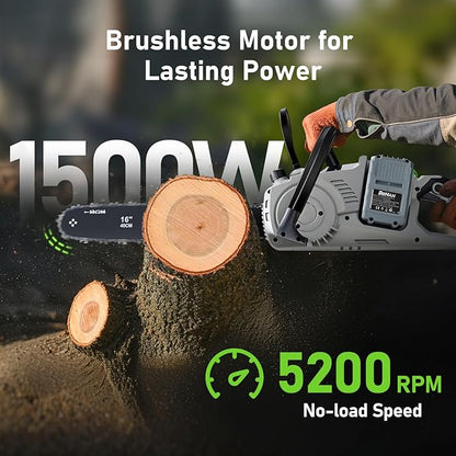 Brushless Mini Chainsaw Cordless Chain Saw Lightweight Electric Chainsaw Handheld Saw for Tree Trimming and Wood Cutting Pruning Saw (16 Inch)
