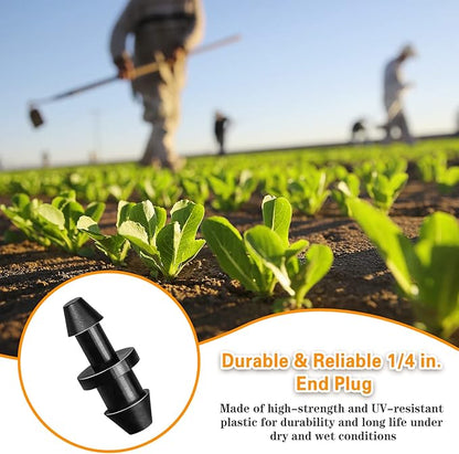 Drip Irrigation End Plug: 120 Pack Barbed End Cap Irrigation Parts Fit for 1/4 Inch Drip Tubing Line Closure for Garden Lawn System